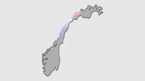 Norway Map in Liquid Glass - Seamless 4K Loop with Alpha Channel Stock Footage 346538512