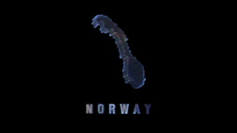Norway map rotating on black background with glitch effect Stock Footage 317227632