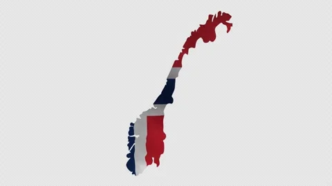 Norway Map Shape with Waving Flag Texture Animation on Transparent Background Stock Footage 339340752