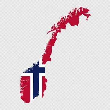 Norway map silhouette with flag. Stock Illustration