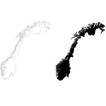 Norway Map on white background. Outline Map of Norway sign. flat style. Stock Illustration