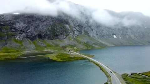 Norway mountain road in between two lakes Video stock 203230763