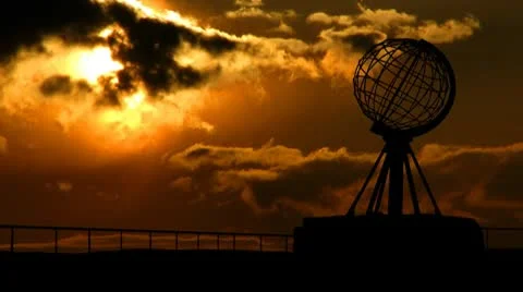 Norway North Cape Globe sunset Stock Footage 10726436