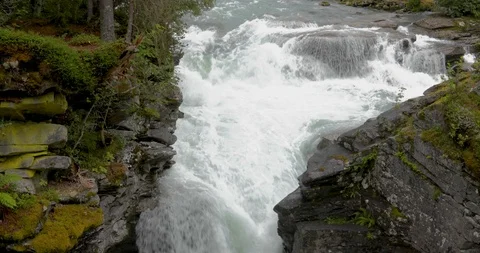 Norway - panoramic 4k real time video Gudbrandsjuvet waterfall with sound Video stock 114953277