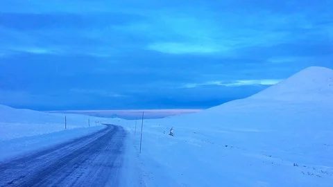 Norway. Panoramic beautifful view to fields covered snow Video stock 92712523