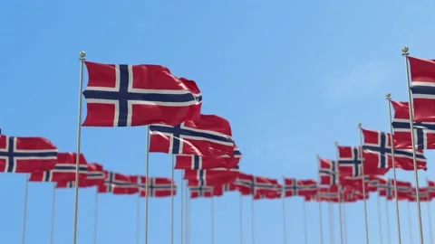 Norway Row Of Flags Animation Vídeo Stock 148772379