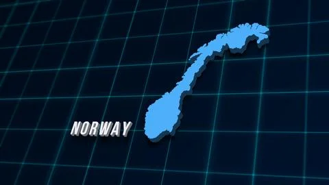 Norway scandi digital geographic map 3d image on coordinates grid 8K image Stock Photos