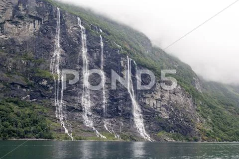 Norway - Seven Sisters Waterfall Stock Photos