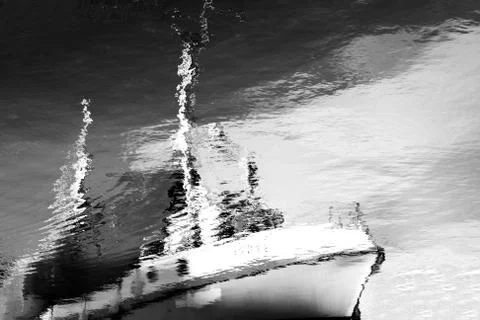 Norway ship reflection on water background Stock Illustration
