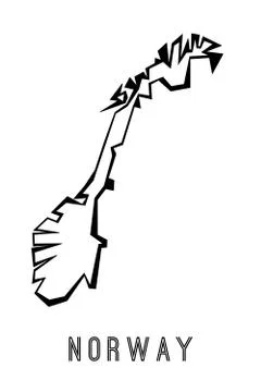 Norway simple vector map outline - country shape sharp polygonal geometric st Stock Illustration