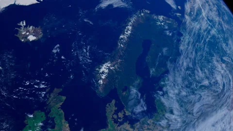 Norway from Space. Scandinavia View from Space Orbit. Blue Planet Earth. Glo Stock Footage 320134075