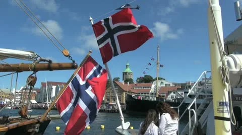 Norway Stavanger flags full view s 動画素材 18174643