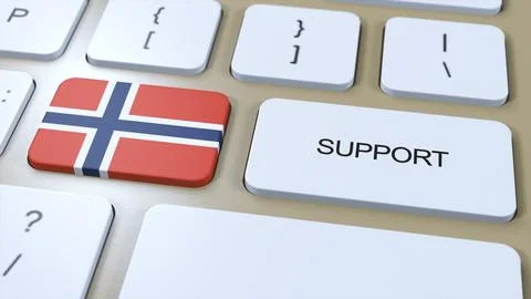 Norway Support Concept. Button Push 3D Illustration. Support of Country or Go Stock Illustration