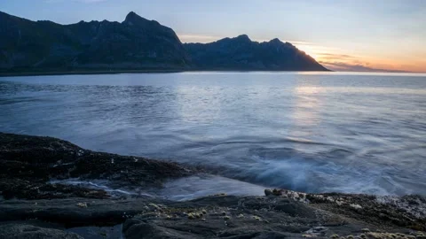 Norway Timelapse Beach Evening Stock Footage 153284016