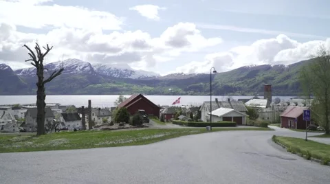 Norway view with flag 스톡 동영상 65263633