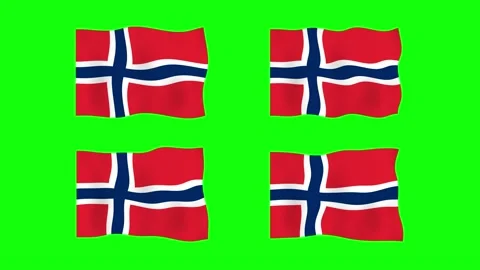 Norway Waving Flag 2D Animation on Green Screen Background. Looping seamles.. Stock Footage 228060667
