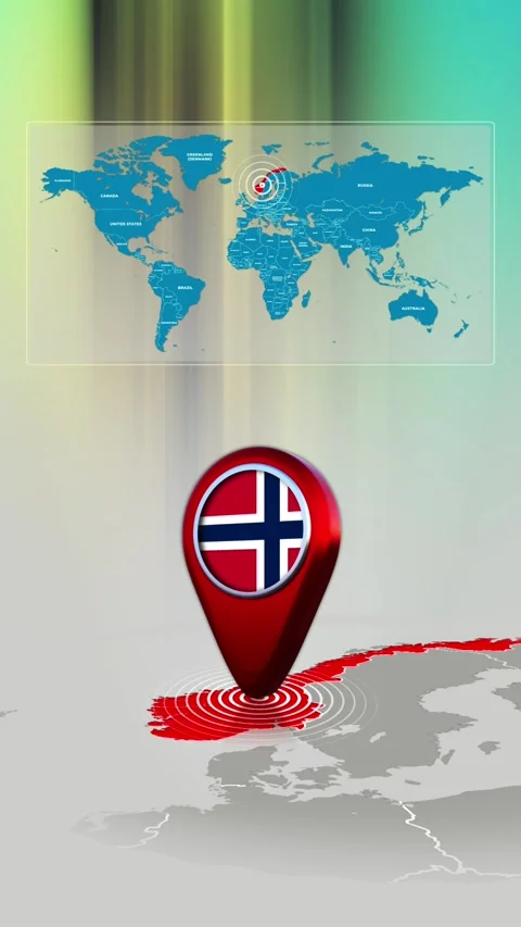 Norway World Map Pin Location Background Loop Vertical Stock Footage 341771529