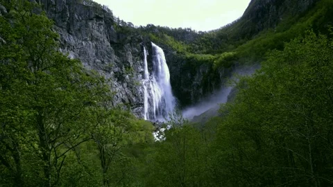 Norwegian cascade Feigefossen Stock Footage 230214026