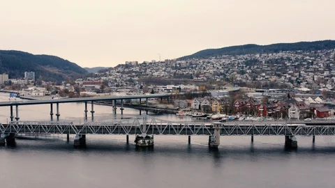The Norwegian city of Drammen Stock Footage