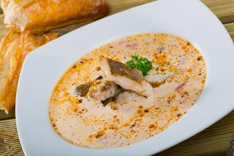Norwegian cuisine - Cod chowder Stock Photos