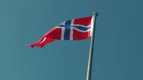A Norwegian flag is flying 動画素材 343388555