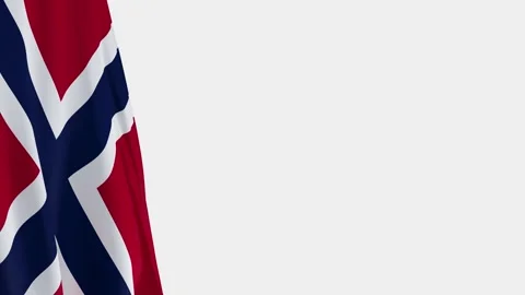 Norwegian flag on the left, empty space on the right - 3D rendering Stock-Footage 335446883