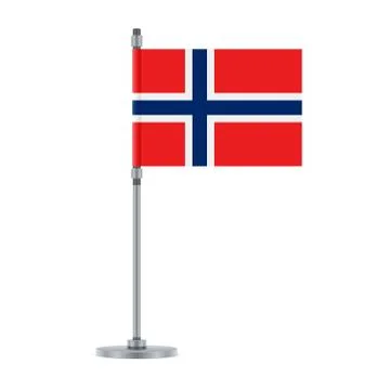 Norwegian flag on the metallic pole, vector illustration Illustrazione stock