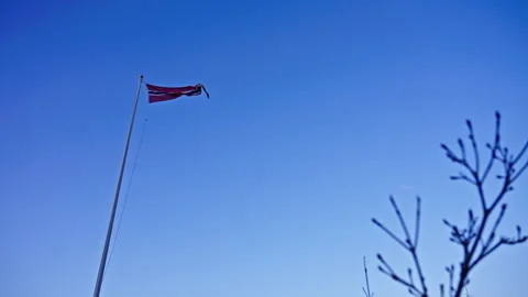 A Norwegian flag moving in the wind 3 Stock Footage 266759906