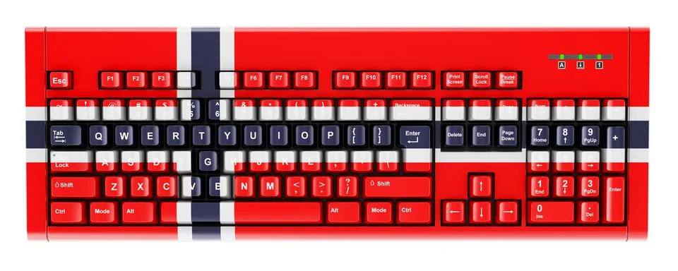 Norwegian flag painted on computer keyboard. 3D rendering 스톡 일러스트