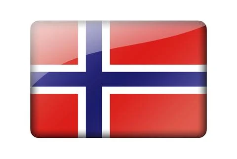 The Norwegian flag. Rectangular glossy icon. Isolated on white background イラスト素材