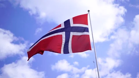 Norwegian flag in slow motion Stock Footage 205315890