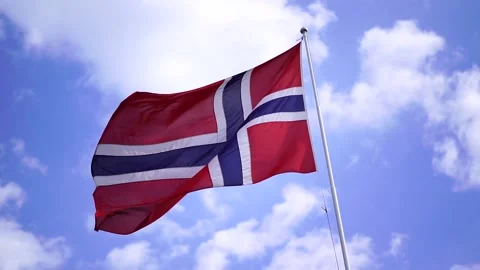 Norwegian flag in slow motion Stock Footage 205315891