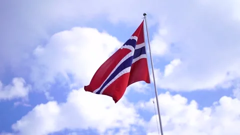 Norwegian flag in slow motion Stock Footage 205315892