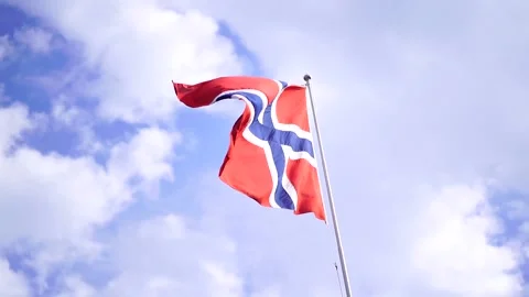 Norwegian flag in slow motion Stock Footage 205315968