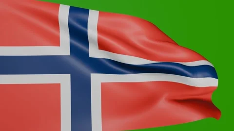Norwegian flag waving in the loop on the wind on green screen. Stock Footage 301560774