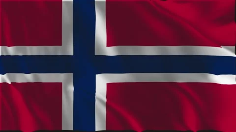 Norwegian flag waving slowly Stock Footage 336031951