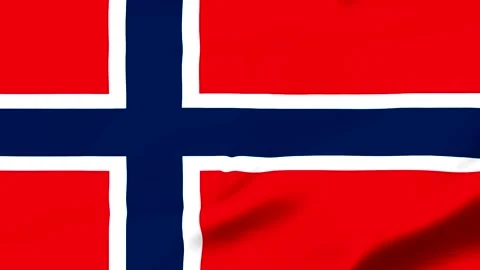 Norwegian flag waving in the wind with vibrant colors Vídeo Stock 343317287