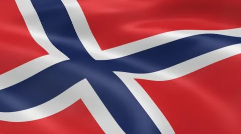 Norwegian flag in the wind Fotos Stock