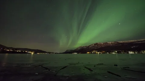 Norwegian green sky Stock Footage 87951454