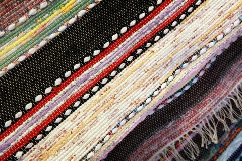 Norwegian handmade patchwork rug background texture Stock Photos