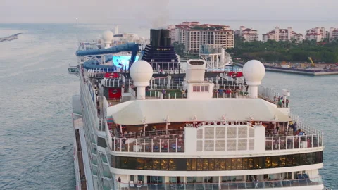 The Norwegian Joy Sets Sail from the Port of Miami During a Beautiful Sunset 스톡 동영상 306120607