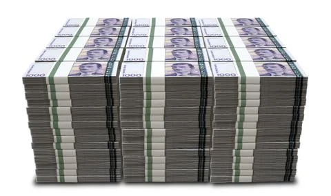 Norwegian krone notes bundles stack Stock Illustration