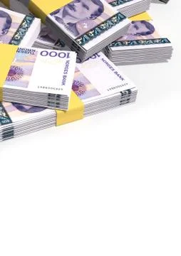 Norwegian krone notes scattered pile Illustrazione stock