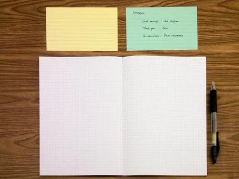 Norwegian; Learning New Language Writing Words on the Notebook Stock Photos