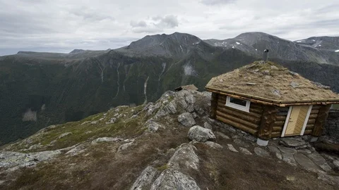 Norwegian mountain cottage Stock Footage 97303978