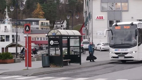 Norwegian Norway Express bus service Eks... | Stock Video | Pond5
