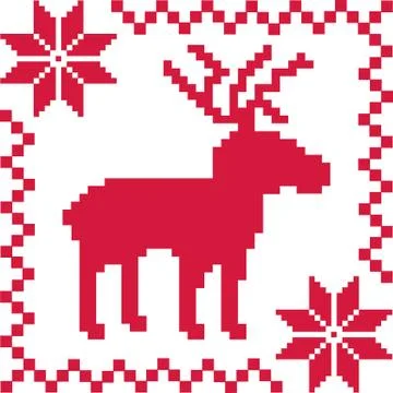 Norwegian pattern with deer Stock Illustration