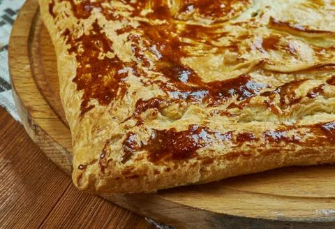 Norwegian pie with halibut Stock Photos