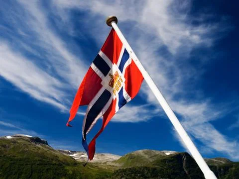 Norwegian post flag Stock Photos