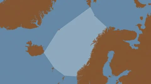 Norwegian Sea highlighted on a tiled pattern colored map Illustrazione stock